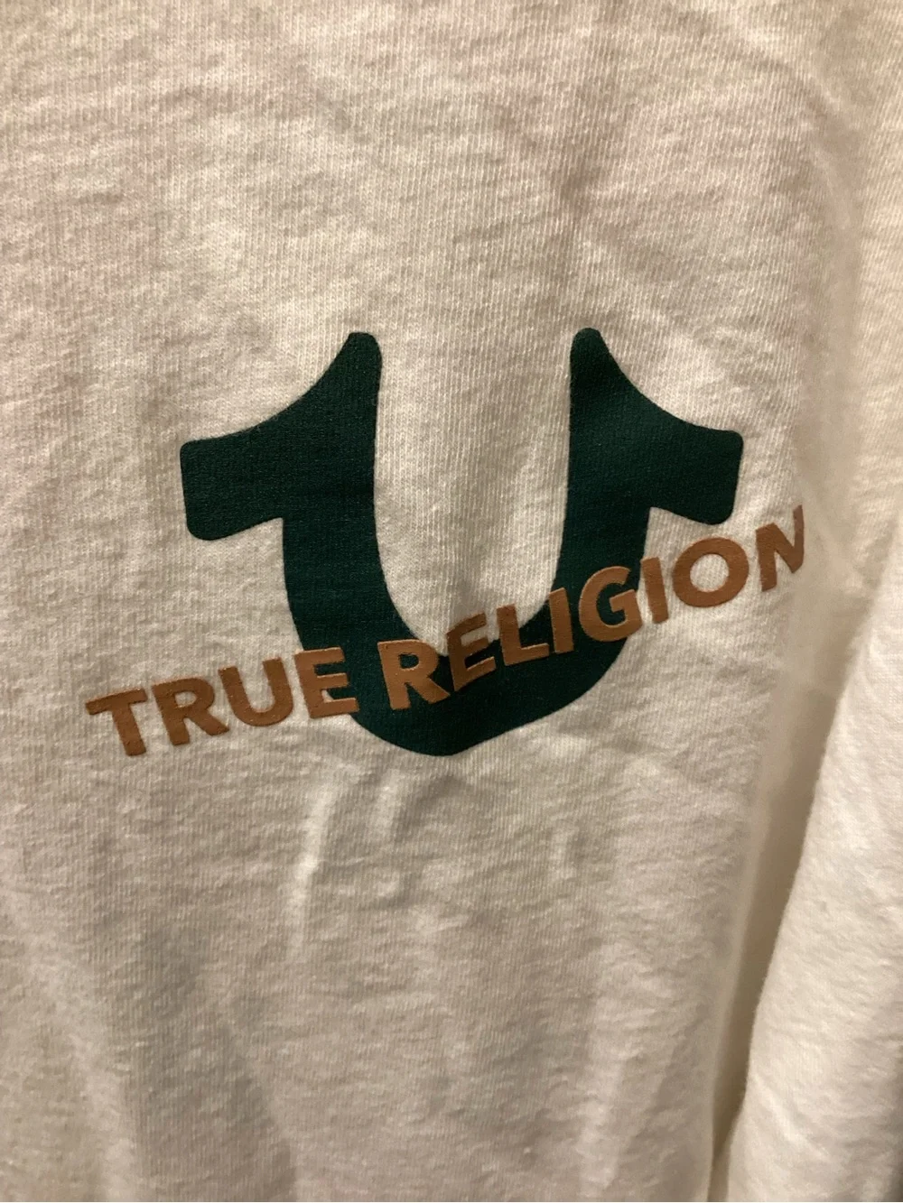 True Religion White Long-Sleeve Logo Tee with Sleeve Script